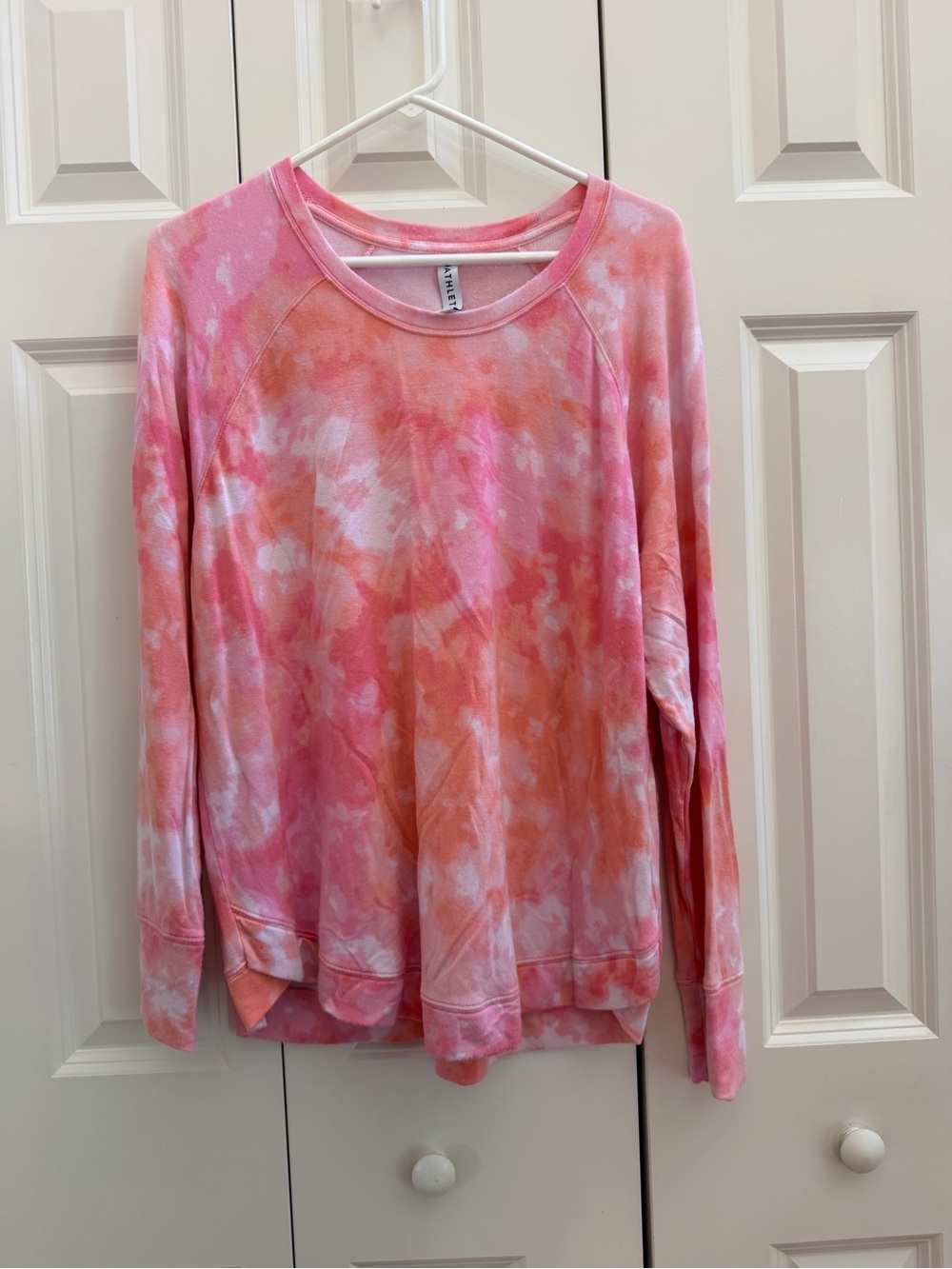 Athleta Pink & Orange Tie-Dye Crewneck Sweatshirt - Size XL